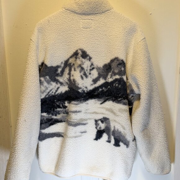 L Men's Old Navy Polar Bear Ivory Sherpa Fleece Quarter Zip Sweater - Picture 1 of 3